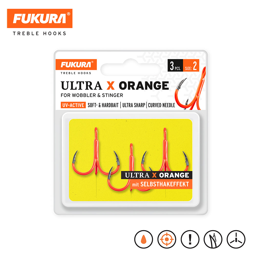 Lieblingskoeder Fukura Drillinge Ultra X Orange Treble Hooks 2