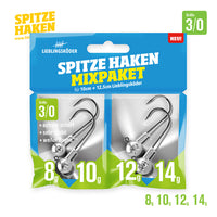 Bewertung von Anonym für das Produkt Spitze Haken Mixpaket 3/0 (8 g / 10 g / 12 g / 14 g)