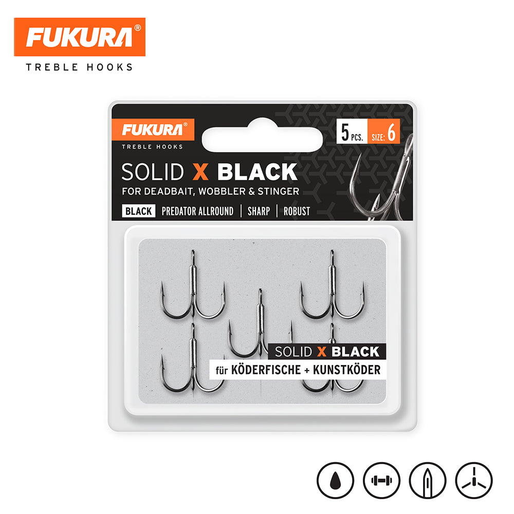 Lieblingskoeder Fukura Drillinge Solid X Black Treble Hooks 6