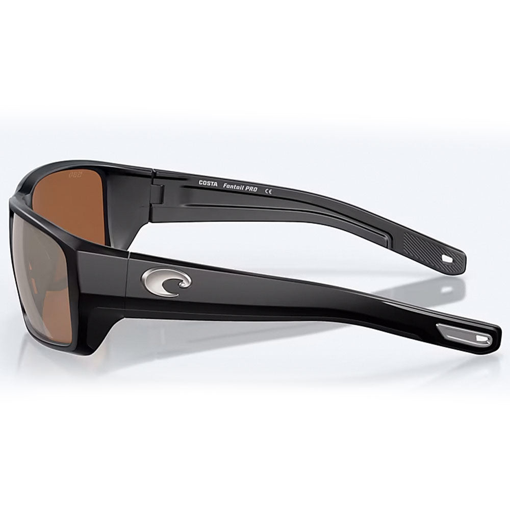 Costa-Del-Mar-Fantail-Pro-580G-Polarisationsbrille-Matte-Black-Copper-Silver-Mirror-Seitansicht-Logo-Links