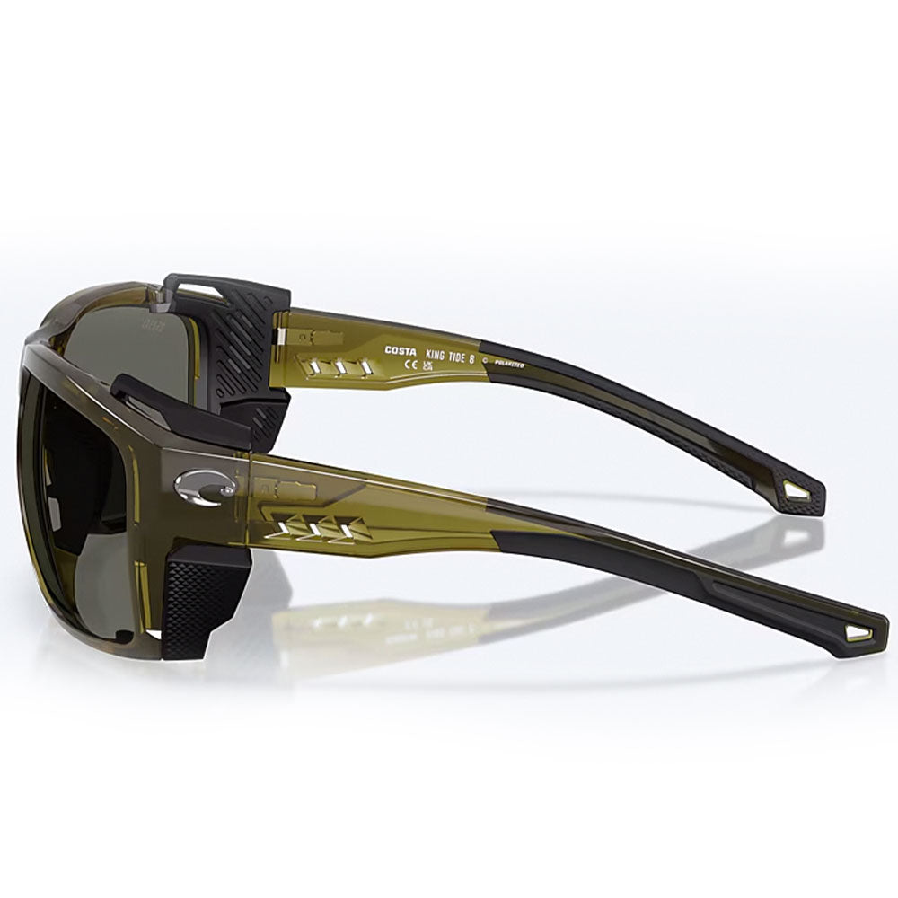 Costa-Del-Mar-King-Tide-8-580G-Polarisationsbrille-Seagrass-Gray-Seitansicht-Logo-Links