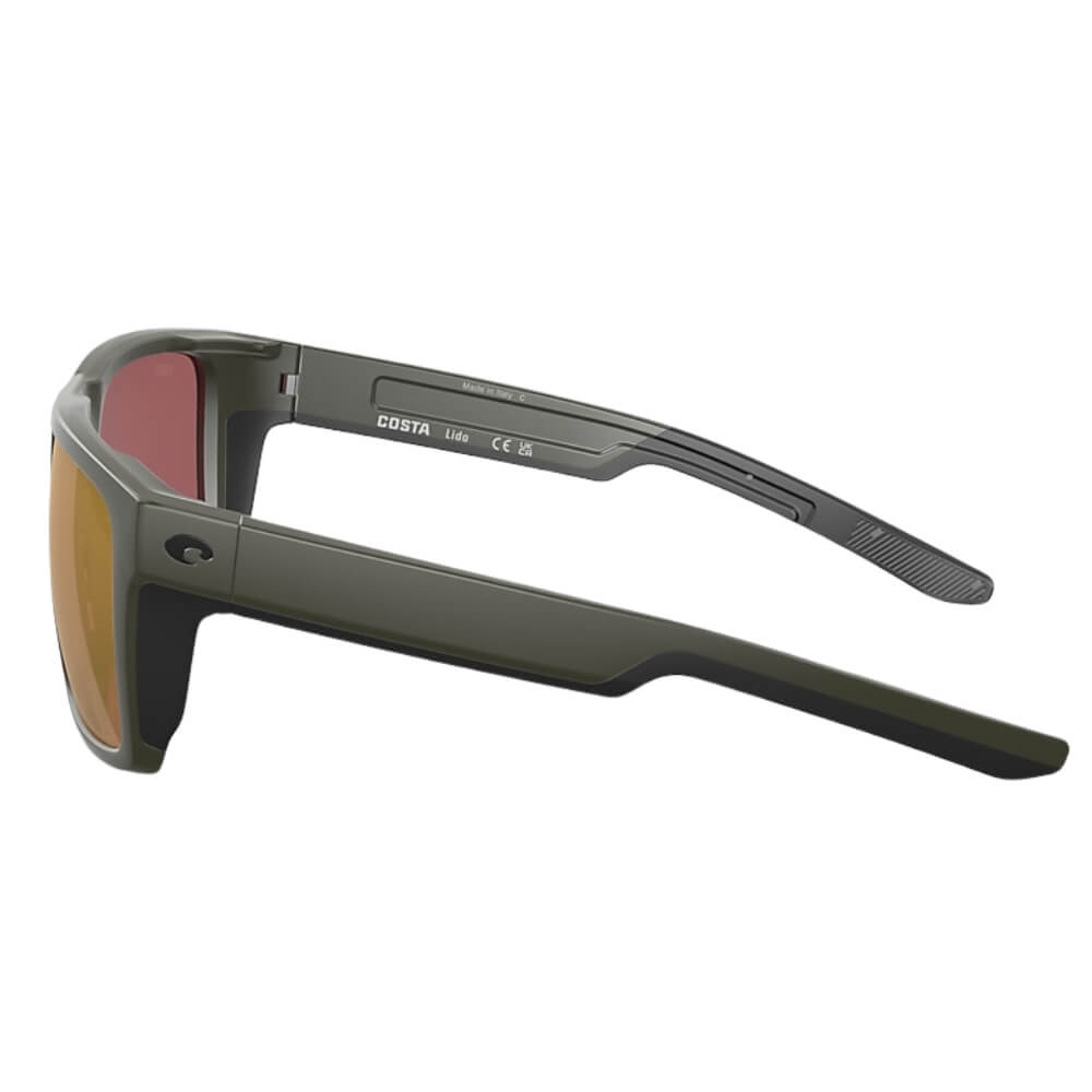 Costa Del Mar Lido (06S9104) 580G / Polarisationsbrille Matte Olive / Gold Seite