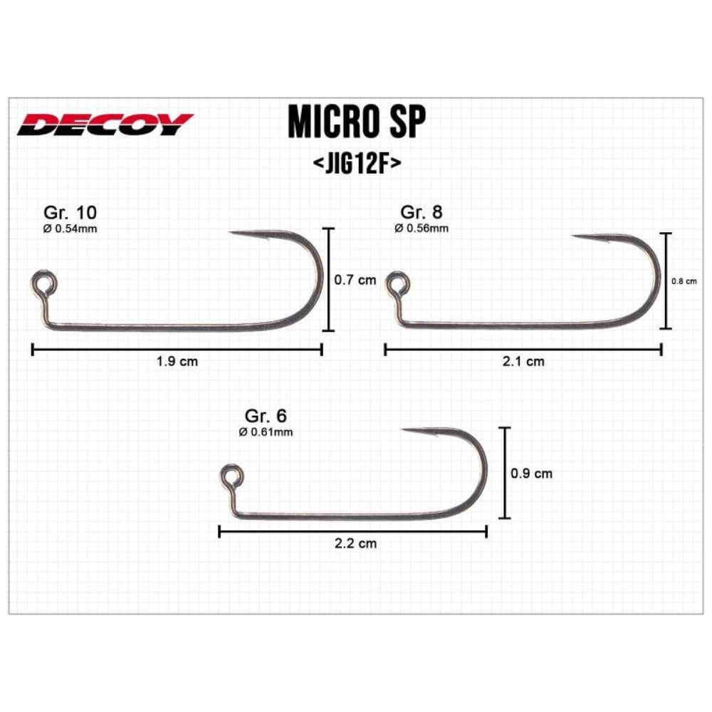 Decoy JIG12F Micro SP Haken Maße
