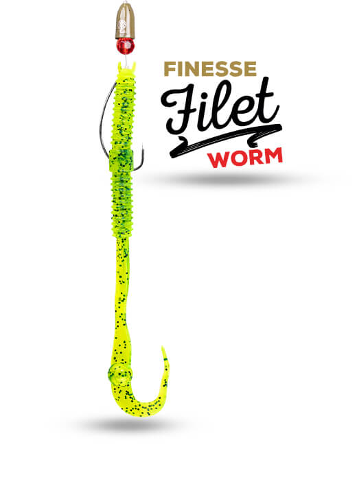 Der Finesse Filet Worm von LMAB ist der perfekt Finesseköder für Barsch und Black Bass Promotion