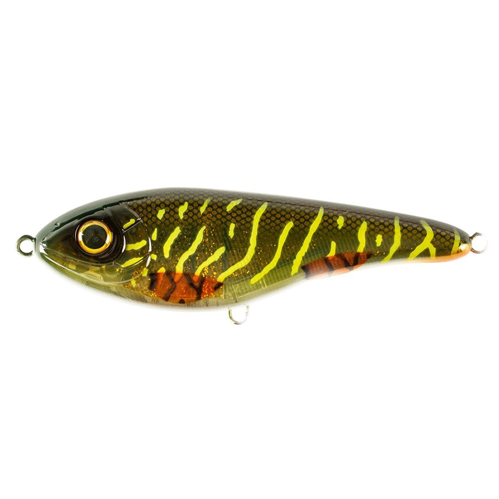 Strike Pro Buster Jerk 15 cm Sinking Green Motoroil Pike UV