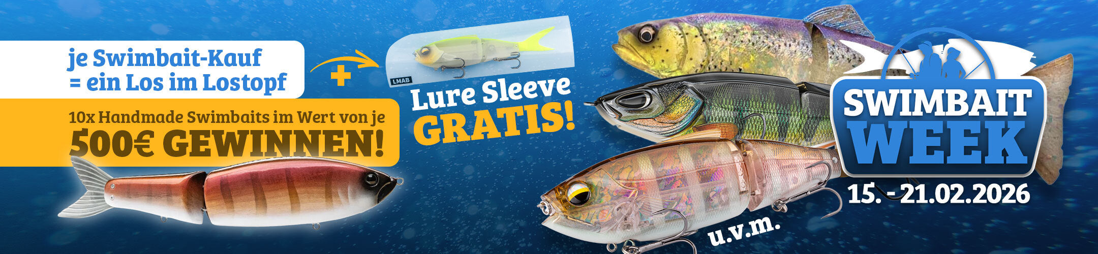 Swimbait Week auf hechtundbarsch.de. Zu jedem Swimbait-Kauf ein gratis Lure Sleeve sichern.