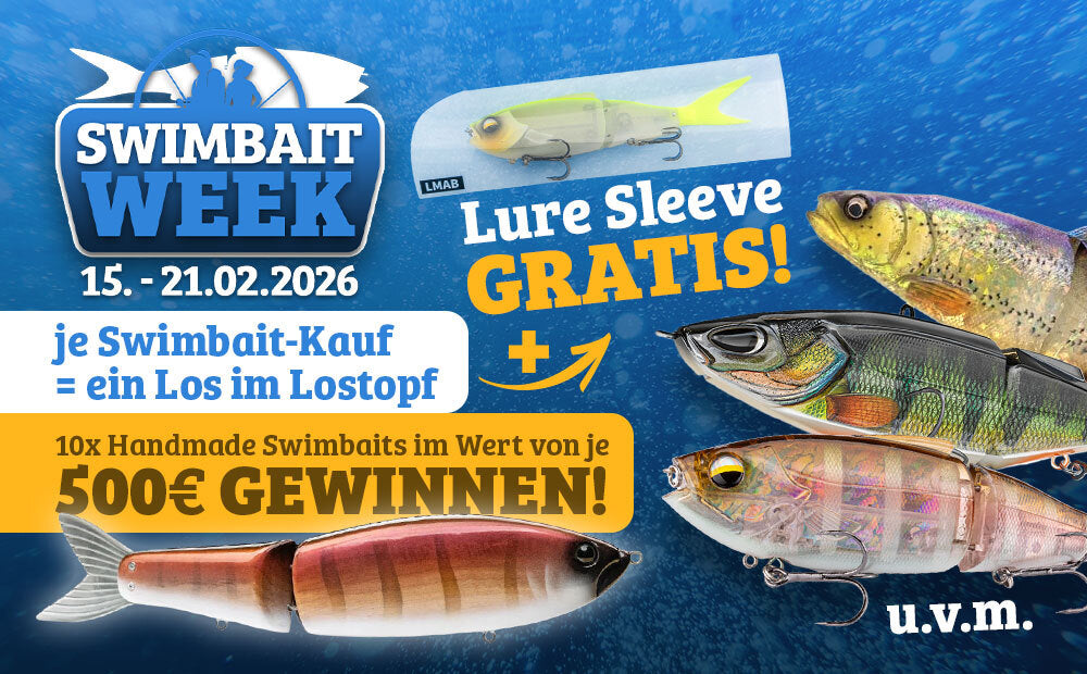 Swimbait Week auf hechtundbarsch.de. Zu jedem Swimbait-Kauf ein gratis Lure Sleeve sichern.