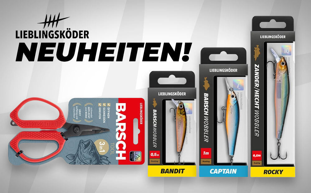 Das neue Lieblingsköder Barsch Tool und die neuen Größen der Lieblingsköder Wobbler jetzt bei uns im Shop