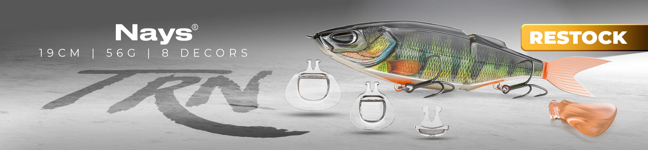 Der erste Swimbait von Nays mit Zusatzgewichten, zusätzlichen Tauchschaufeln und Wechsel-Tails, ab sofort wieder auf Hechtundbarsch.de verfügbar.