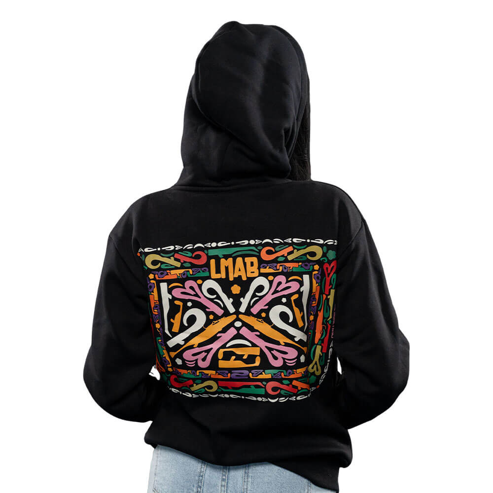 LMAB Drunk Family Hoodie Black von hinten Frau