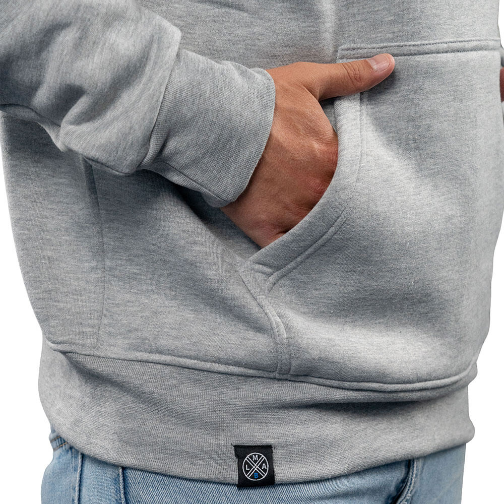 LMAB Great Story Hoodie Sport-Grau Kängurutasche