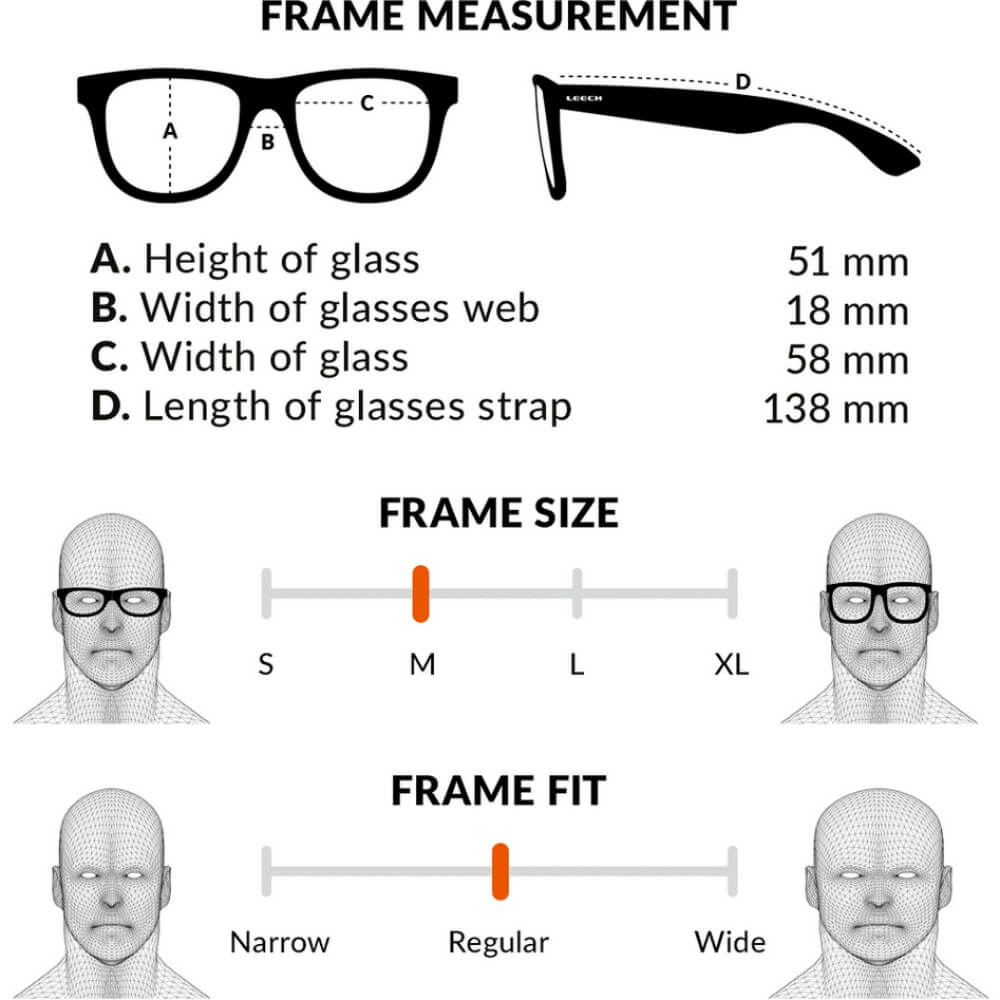 Leech ATW1 Frame Measurement / Size Guide / Größentabelle