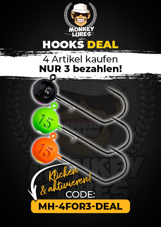 4 für 3 Deal auf alle Monkey Hooks von Monkey Lures