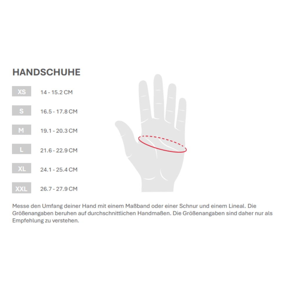 Größentabelle Handschuhe Westin