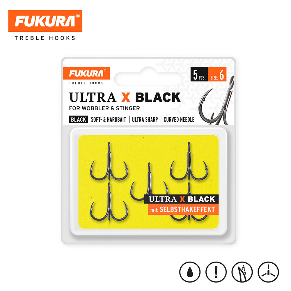 Lieblingskoeder Fukura Drillinge Ultra X Black Treble Hooks 6