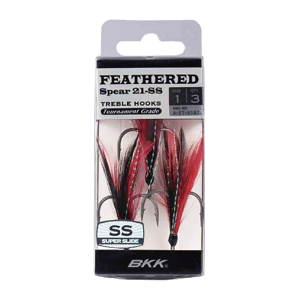 BKK Feathered Spear 21 SS Treble Hook 4 Red Black