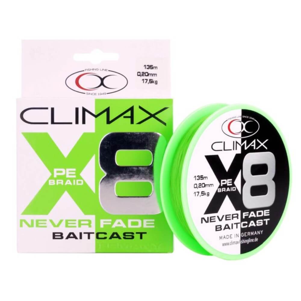 Climax PE X8 Neverfade Baitcast Chartreuse