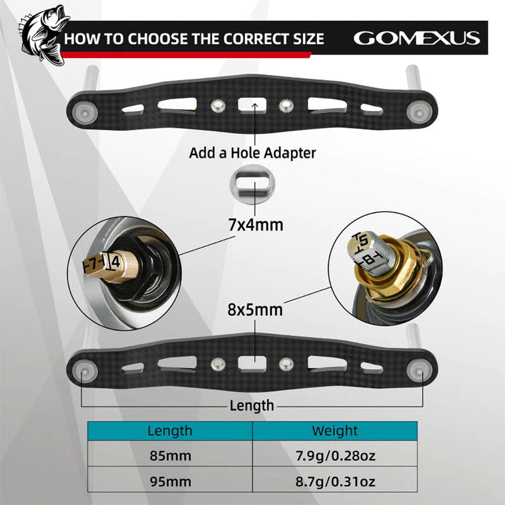 Gomexus Baitcast Carbon Handle Zaion Knobs Handle Hole 7x4 mm Black