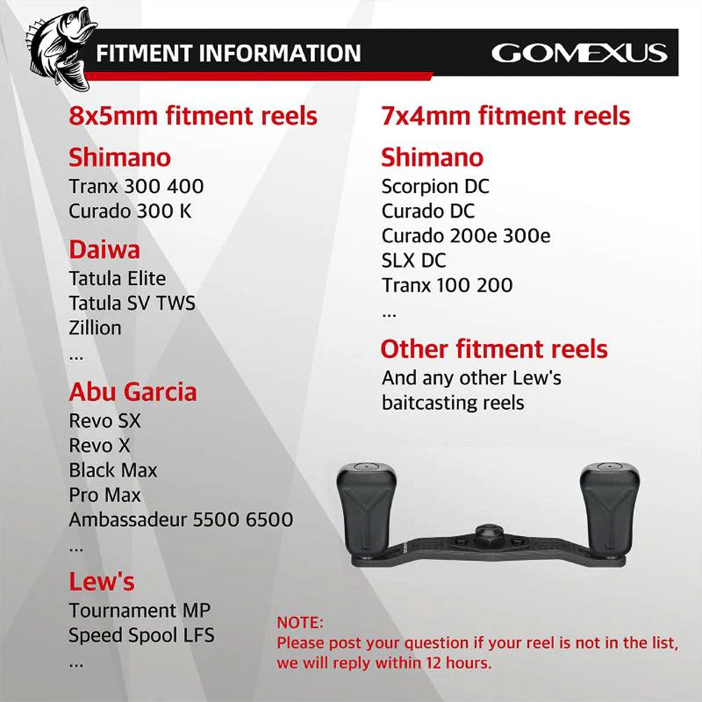 Gomexus Baitcast Carbon Handle Zaion Knobs Handle Hole 7x4 mm Black