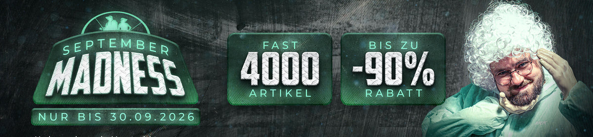 September Madness in unserem Shop, fast 4000 Artikel mit bis zu 90 % Rabatt
