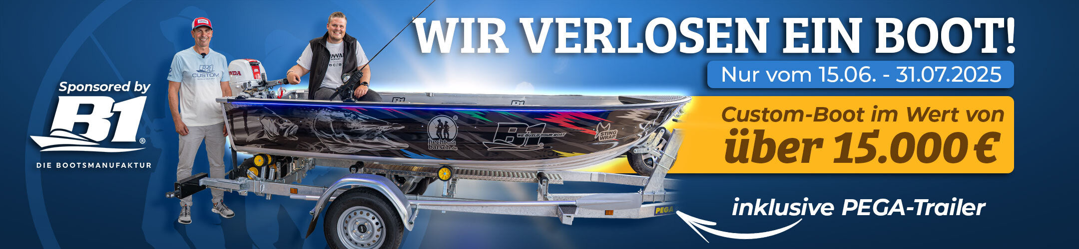 Wir verlosen mit B1 Bootscenter ein Custom-Boot inklusive PEGA-Trailer im Wert von über 15.000€.