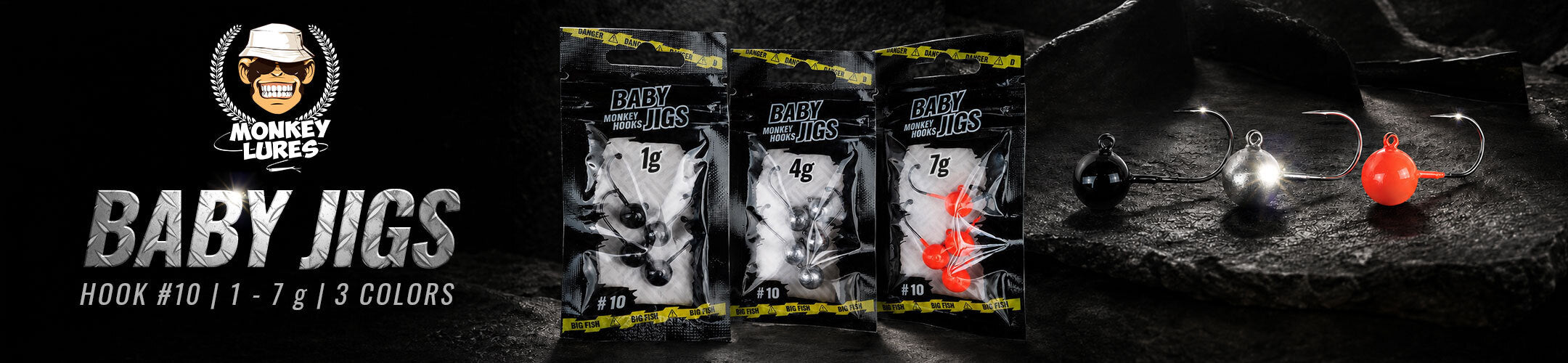 Monkey Lures - Monkey Hooks Baby Jigs Größe #10 / 3 Farben