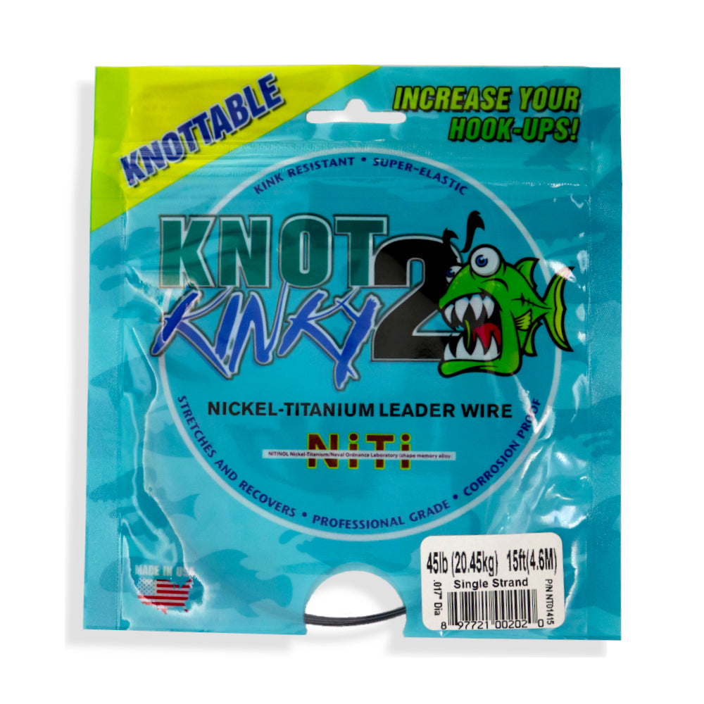 Aquateko Knot 2 Kinky 1x1 Nickel Titanium Vorfach 4,5m 15ft 5,4 kg 12 lbs