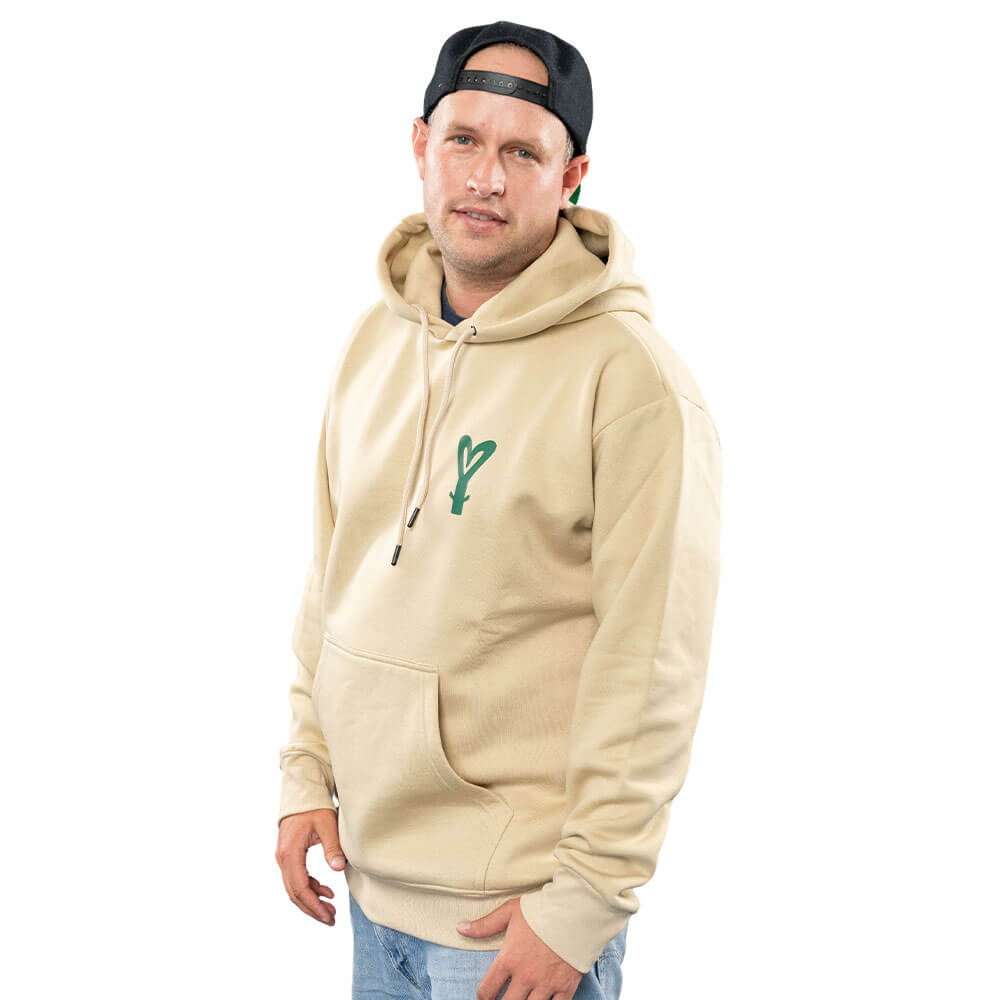 LMAB Drunk Family Hoodie Beige von vorne mit Toni 