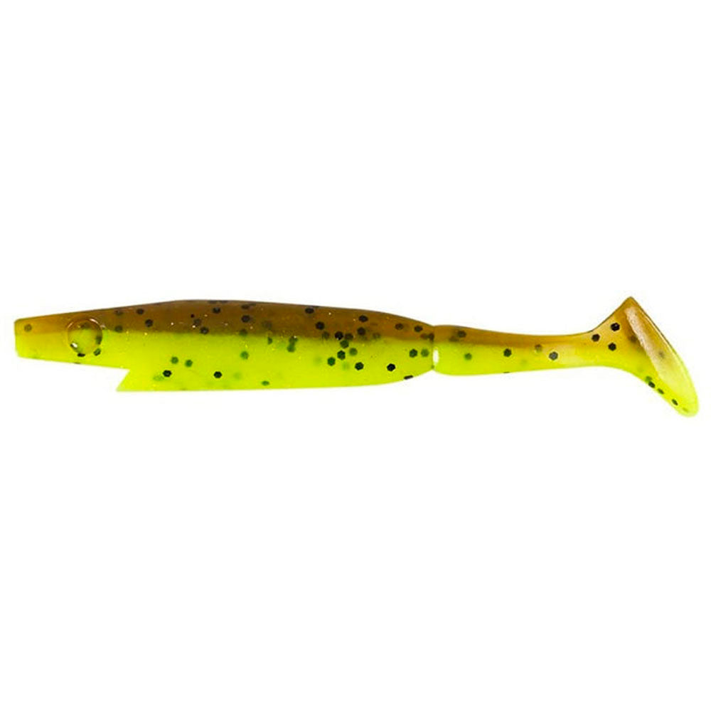 Strike Pro The Piglet Shad 10 cm Brown Chartreuse Flake