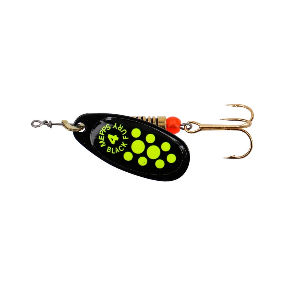 Daiwa Mepps Black Fury Chartreuse Dots