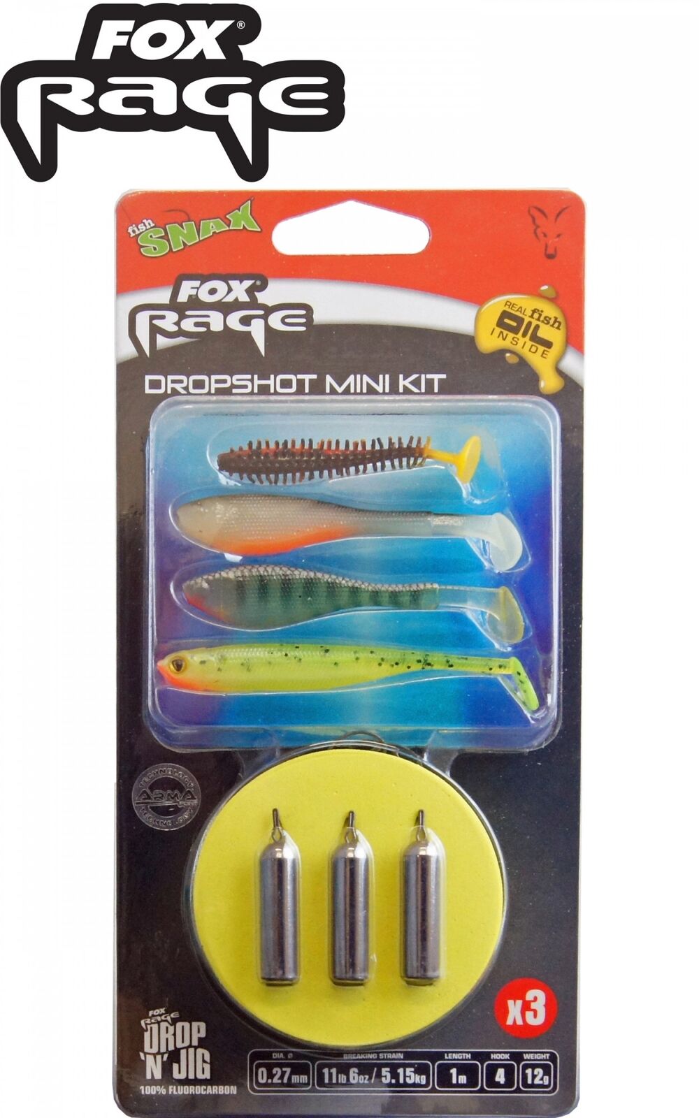 Fox Rage Fish Snax Drop Shot Mini Kit 10 teilig 12 g 4 0,27mm 12g