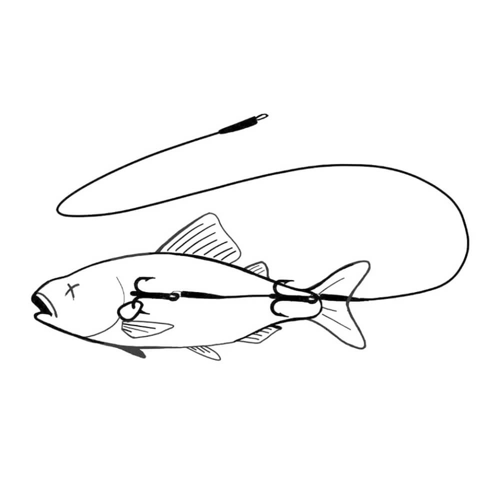 Zeck DB Twin Treble Rig #6 / #4 / #2 Skizze